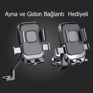 Motosiklet,bisiklet ,scooter Için 360 Derece Dönebilen Gidon ve  Ayna Bağlantılı Telefon Tutucu