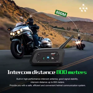 Ejeas V6 Pro + Motosiklet Interkom Kask Bluetooth Kulaklık 6 Biniciler 800M Communicator Su Geçirmez Interkom