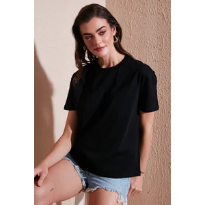 Pamuklu Oversize Fit Bisiklet Yaka T Shirt Bayan T Shirt 5866097