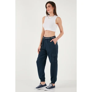 Pamuklu Standart Fit Normal Bel Lastikli Paça Kemerli Jogger Pantolon Bayan Pantolon 668YP5045