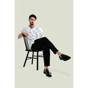 Erkek Siyah Slim Fit Beli Lastikli Bi Stretch Chino Pantolon B003033