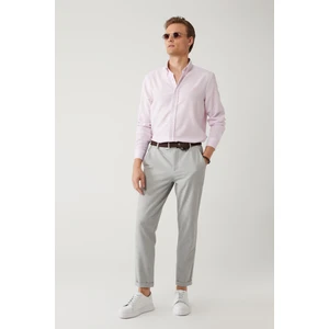 Erkek Açık Gri Slim Fit Beli Lastikli Bi Stretch Chino Pantolon B003033