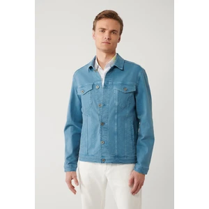 Erkek Indigo Klasik Yaka Garment Dyed Cepli Denim Ceket A41y6020