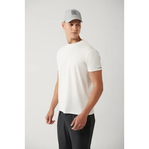 Erkek Beyaz Bisiklet Yaka Baskılı Soft Touch T-shirt A41y1032