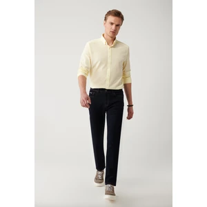 Erkek Lacivert Jean Pantolon Rinse Yıkamalı Tütün Dikişli Esnek Slim Fit A41y3511