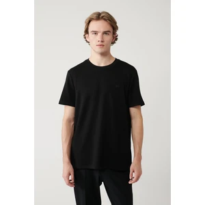 Erkek Siyah Bisiklet Yaka Sırt ve Göğsü Logo Baskılı T-Shirt B001040