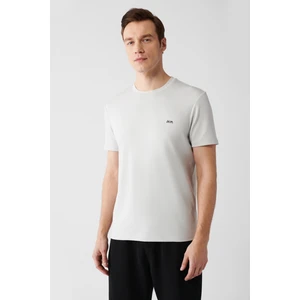 Erkek Gri Bisiklet Yaka Sırt ve Göğsü Logo Baskılı T-Shirt B001040