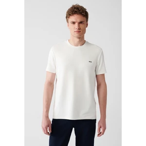 Erkek Ekru Bisiklet Yaka Sırt Ve Göğsü Logo Baskılı T-shirt B001040