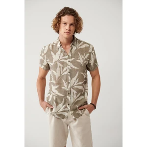 Avva Erkek Vizon Alttan Britli Yaka Viskon Karışımlı Kısa Kollu Regular Fit Gömlek A41Y2162