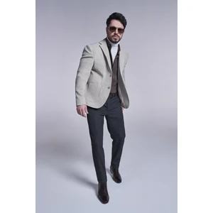 Erkek Bej Mono Yaka Çıkma Kapüşonlu Ceket A32Y4041