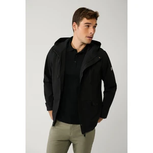 Erkek Siyah Kapüşon Yaka Reglan Kollu Su Itici Ince Mont A41y6036