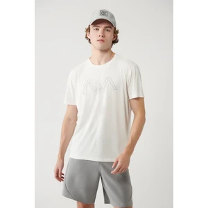 Erkek Beyaz Bisiklet Yaka Baskılı Soft Touch T-shirt A41y1131