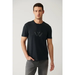 Erkek Antrasit Bisiklet Yaka Baskılı Soft Touch T-shirt A41y1131