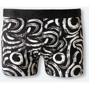 Erkek Siyah Desenli Esnek Kumaş Pamuklu Boxer A41y9512