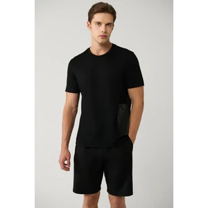 Erkek Siyah Baskılı Bisiklet Yaka Soft Touch T-shirt A41y1328