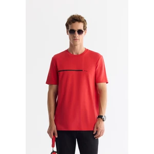 Erkek Kırmızı Bisiklet Yaka Elastan Interlok T-shirt A42y1003