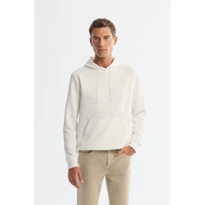 Erkek Ekru Kapüşonlu Baskılı Elastan Sweatshirt A42Y1332