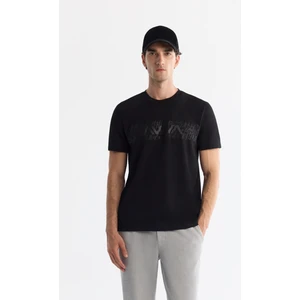 Erkek Siyah Bisiklet Yaka Interlok Elastan T-shirt A42y1005