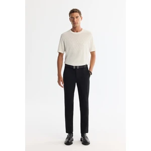 Avva Erkek Siyah Yanı Lastikli Örme Elastan Slim Fit Pantolon A42Y3053