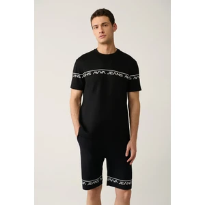 Erkek Siyah Baskılı Bisiklet Yaka Soft Touch T-shirt A41y1329