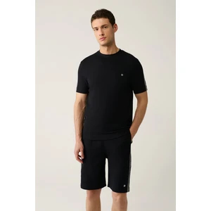 Erkek Siyah Soft Touch Bisiklet Yaka Baskılı T-shirt A41y1327