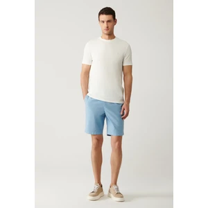 Erkek Mavi Aspendos Relaxed Fit Şort Beli Lastikli Pamuk Karışımlı A41y3733