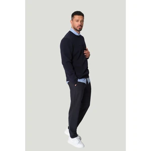 Erkek Lacivert Slim Fit Kırışmaz Hızlı Kuruyan Beli Lastikli Ekstra Esnek Teknik Kumaş Pantolon A42Y3065