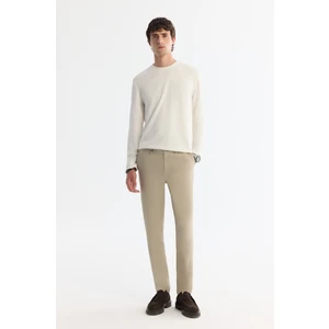 Erkek Bej Slim Fit Yandan Cepli Dokulu Bi-stretch Takım Elbise Pantolonu A42y3211