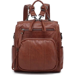 Yıkama Deri Sırt Askılı Kadın Çantası 21K Barcelona 1915