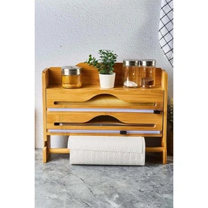 Pro 3'lü Bambu Fonksiyonel Raflı Streç-Folyo Kesme ve Kağıt Havlu Organizeri ( Duvar Montajlı, Çekmece Içi, Tezgah Üstü )