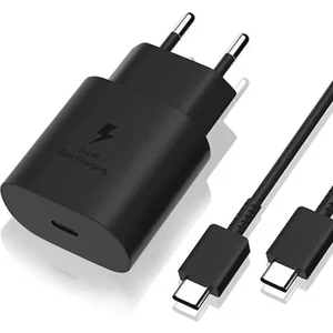 25W Hızlı Şarj Aleti Type-C Çıkışlı Type-C To Type-C Kablolu Şarj Cihazı Siyah SR64