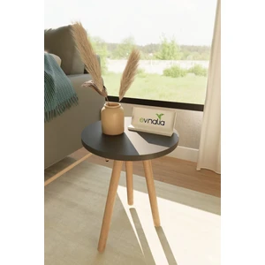 Tekli Yan Sehpa  Çiçeklik Saksılık Standı Dekoratif Yan Sehpa Seti Ahşap Ayaklı (33  cm  Çap)