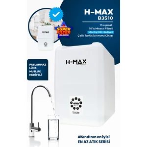 H-MAX Reverse Osmosis System 15 Aşama 9 Litre Çelik Tanklı 80 Gpd Membranlı Su Arıtma Cihazı