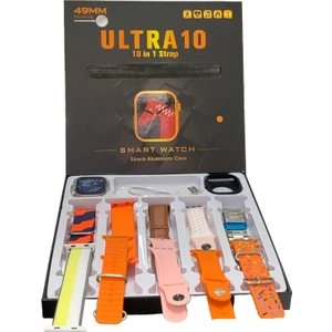 Smart W4TCH Ultra 10 49 mm 10in1 Akıllı Saat 10 Kordonlu Takvim Spor Whatspp Menülü Koruma Kılıflı