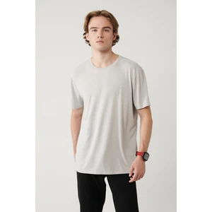 Erkek Açık Gri Soft Touch Bisiklet Yaka T-Shirt B001031