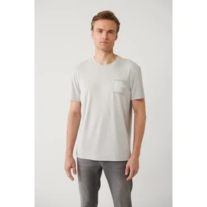 Erkek Gri Bisiklet Yaka Baskılı Soft Touch T-shirt A41y1136
