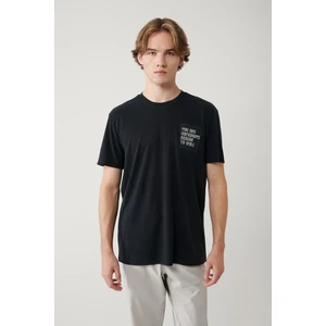 Erkek Antrasit Bisiklet Yaka Baskılı Soft Touch T-shirt A41y1136
