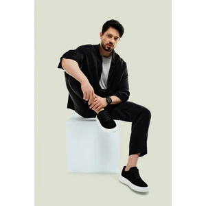 Erkek Siyah Beli Lastikli Modal Rahat Kesim Truva Relaxed Fit Pantolon A41Y3031