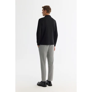 Avva Erkek Siyah Polo Yaka Pamuklu Basic Slim Fit Sweatshirt B001080