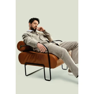 Erkek Gri Relaxed Fit Beli Lastikli %100 Keten Pantolon B003032