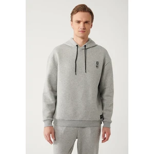 Erkek Gri Kapüşonlu 3 Iplik Şardonlu Sweatshirt A32y1190