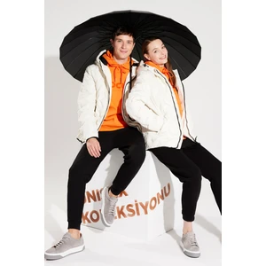 Erkek Turuncu Kapüşonlu 3 Iplik Şardonlu Kanguru Cepli Sweatshirt A32y1193