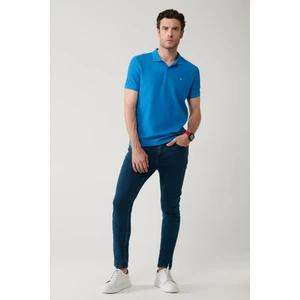 Erkek Mavi  Jean Pantolon Taş Yıkamalı Esnek Slim Fit B003526