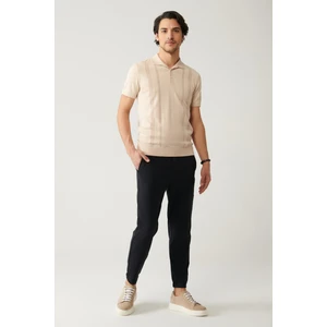 Erkek Lacivert Örme Beli Lastikli Pantolon A41y3036
