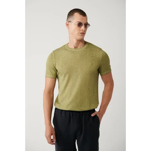 Erkek Haki Bisiklet Yaka Garment Dyed T-Shirt A41Y5074