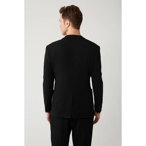 Avva Erkek Siyah Yırtmaçlı Astarsız Bi-Stretch Kumaş Blazer Comfort Slim Fit Ceket A41Y4032