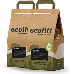 Kraft Pakette Tozsuz ve Topaklanan Kahverengi Bentonit Natura Kedi Kumu 2x8 kg