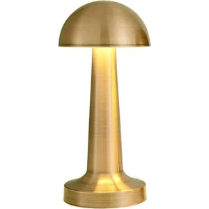 Masa Üstü Lamba - Ledli Masa Lambası - Şarjlı Mantar Gece Lambası LED Abajur - Gold Renk - 25CM