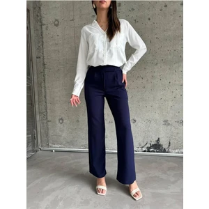 Beli Cırtcırtlı Likralı Krep  Pantolon