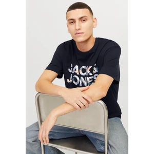 Jack & Jones Erkek Jjebryan Yazı Detaylı Bisiklet Yaka Pamuk T-Shirt 12268127 Lacivert